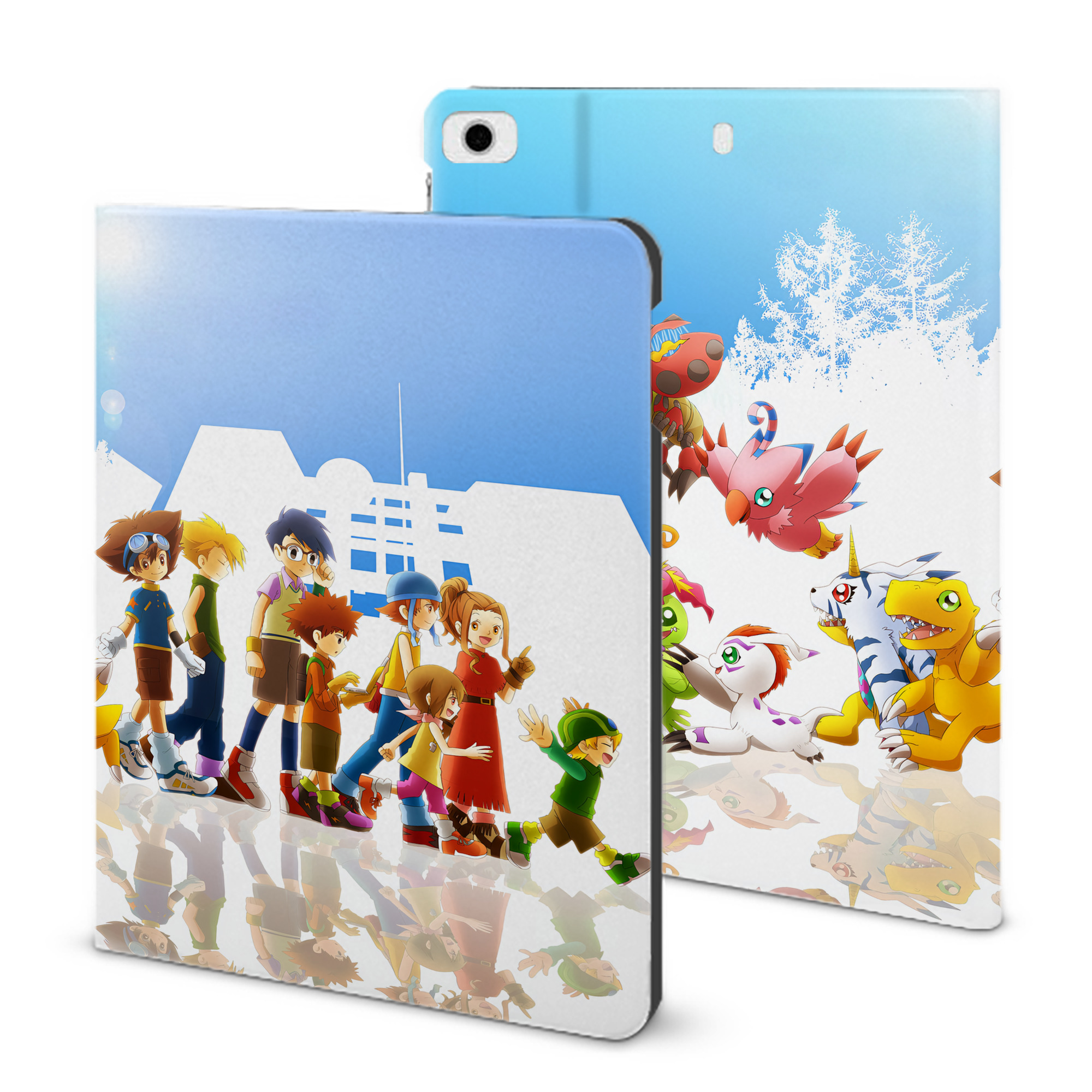 （画像用） Digimon デジタルモンスター/デジモン IPad ケース ブック型 PUレザー TPU 耐衝撃 軽量 薄型 ペン収納なし 全面保護 IPad 各モデル対応